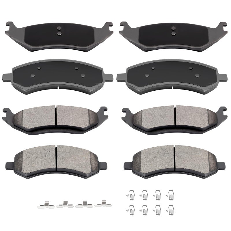 AUTOMUTO D967 & D1084 Ceramic Front Rear Brake Pads Set fit For 07 08 09 For Chrysler Aspen, 07 08 09 For Dodge Durango, 06 07 08 09 10 For Dodge For Ram 1500, 11 12 13 14 For Ram 1500 - Image 1